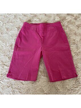 DFA New York Womens Petite 8 Capri Pants Hot Pink Straight Leg Mid Rise